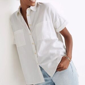 MADEWELL // Oversized White Courier Button Up Top